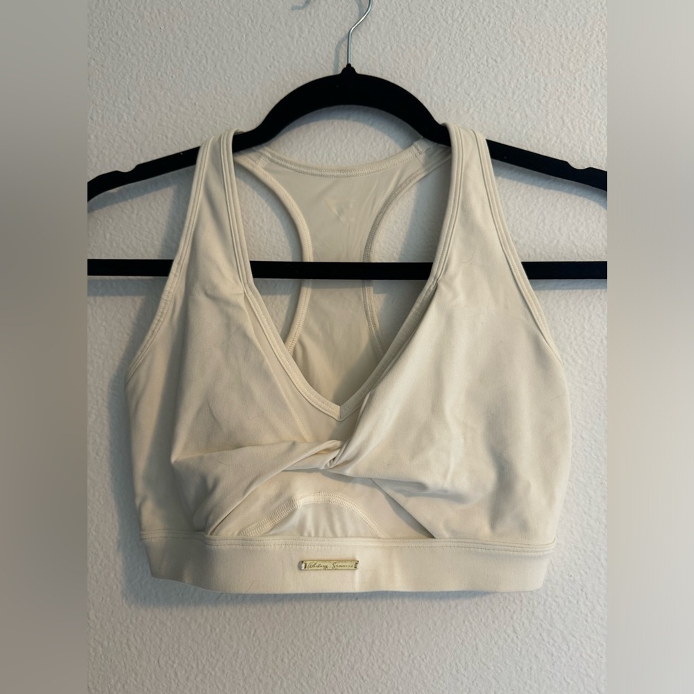 Gymshark Whitney Simmons twist front mesh back sports bra size small off white